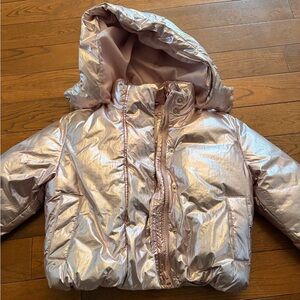 GAP Metallic Light Pink Hooded Puffer Jacket
